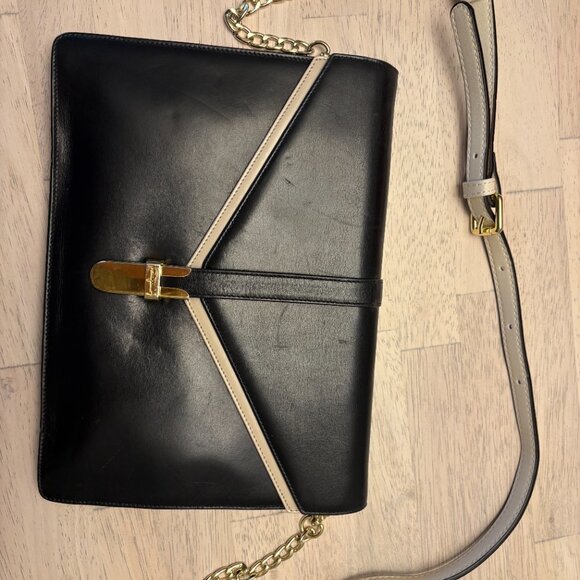 Salvatore Ferragamo Ferragamo Blue Leather Clutch Bag Light  Salvatore Ferragamo Blue and White Leather Clutch